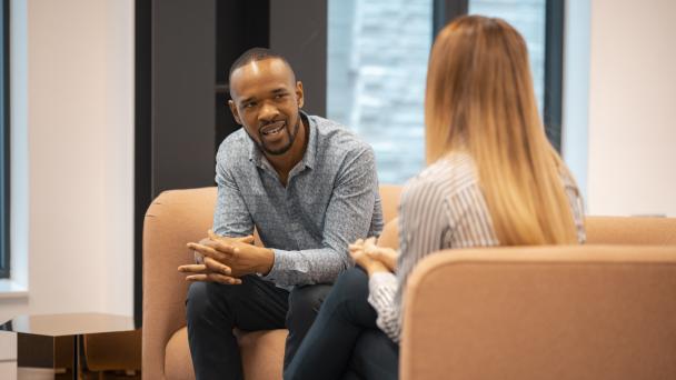 Two people in conversation