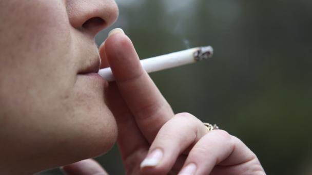 Close up of woman smoking